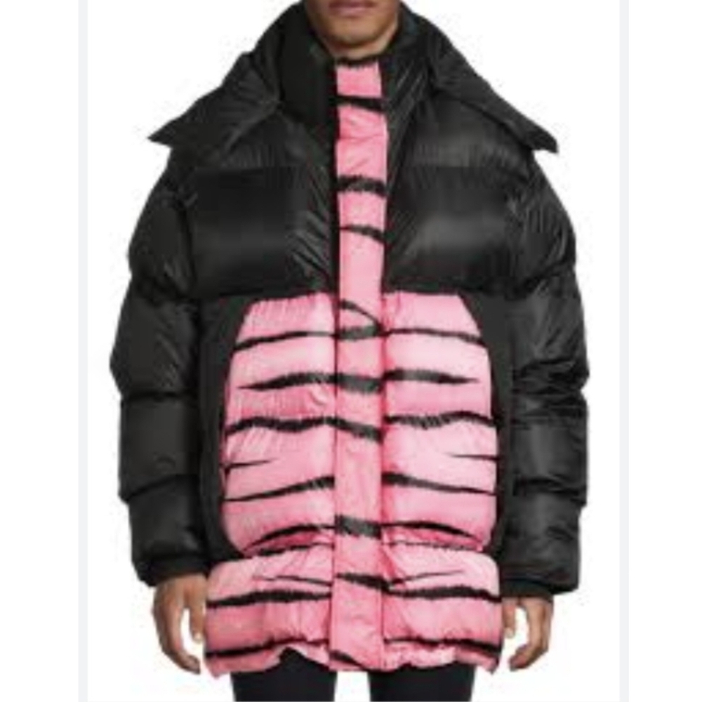 Valentino Zebra Striped Oversized Puffer Jacket Coat NEW Men US 42 (IT 52) NWT